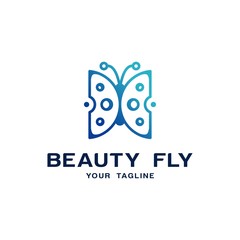 Modern Line Logo Design, Line Butterfly or Beauty Fly of Insect
