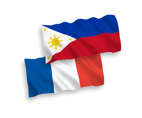 Fototapeta premium Flags of France and Philippines on a white background