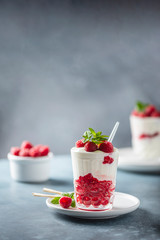 yogurt with raspberry and mint