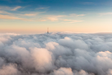 TV tower with foggy sky