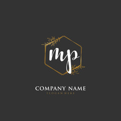Handwritten initial letter M P MP for identity and logo. Vector logo template with handwriting and signature style.