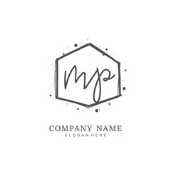 Handwritten initial letter M P MP for identity and logo. Vector logo template with handwriting and signature style.