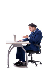 Employee working isolated on white background