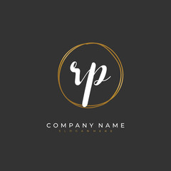 Handwritten initial letter R P RP for identity and logo. Vector logo template with handwriting and signature style.