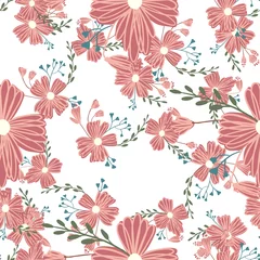  Simple cute floral bouquet vector pattern with small and medium flowers and leaves. © WI-tuss
