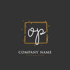 Handwritten initial letter O P OP for identity and logo. Vector logo template with handwriting and signature style.