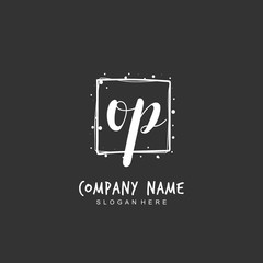 Handwritten initial letter O P OP for identity and logo. Vector logo template with handwriting and signature style.
