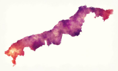 Obraz premium Colon province watercolor map of Panama