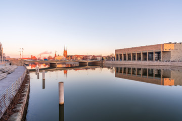 The city of Wroclaw on the Odra River. Wroclaw is the historic capital of Lower Silesia.