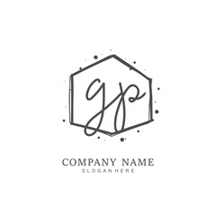 Handwritten initial letter G P GP for identity and logo. Vector logo template with handwriting and signature style.