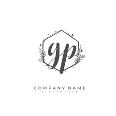 Handwritten initial letter G P GP for identity and logo. Vector logo template with handwriting and signature style.