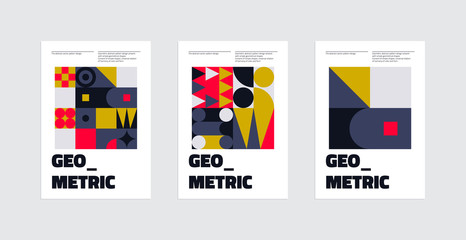 Swiss Design Style Vector Posters Set