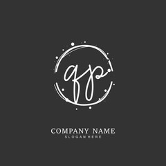 Handwritten initial letter Q P QP for identity and logo. Vector logo template with handwriting and signature style.