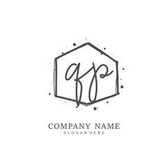 Handwritten initial letter Q P QP for identity and logo. Vector logo template with handwriting and signature style.