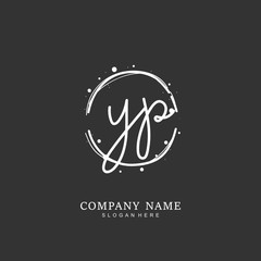 Handwritten initial letter Y P YP for identity and logo. Vector logo template with handwriting and signature style.