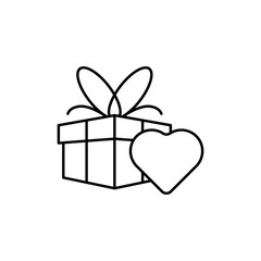 Gift box with ribbon line icon, outline vector sign, linear style pictogram isolated on white background. Symbol, logo illustration. Gift template illustration of gift box present, greeting, surprise.