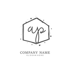 Handwritten initial letter A P AP for identity and logo. Vector logo template with handwriting and signature style.