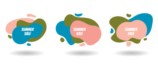 Summer sale posters with liquid color geometric shapes