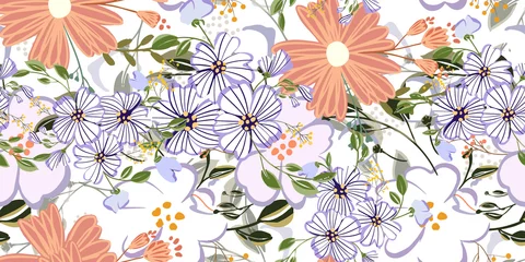 Möbelaufkleber Seamless pattern in small and medium flowers. Small colorful flowers. Ditsy elegant floral background. Template for fashion prints. © WI-tuss