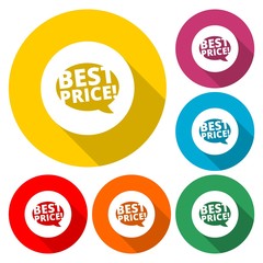 Best Price. Chat speech bubble with long shadow