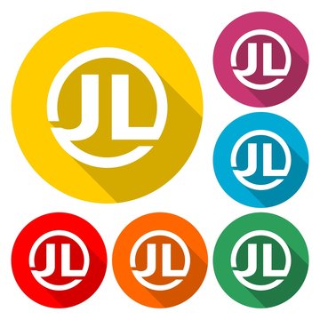 Initial letter JL logo with long shadow