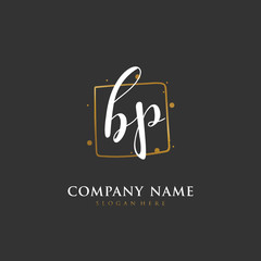 Handwritten initial letter B P BP for identity and logo. Vector logo template with handwriting and signature style.