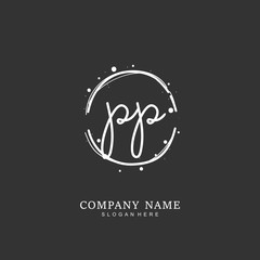 Handwritten initial letter P PP for identity and logo. Vector logo template with handwriting and signature style.