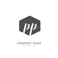 Handwritten initial letter P PP for identity and logo. Vector logo template with handwriting and signature style.