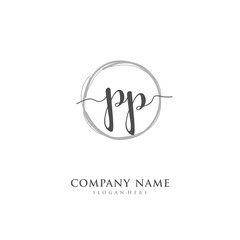Handwritten initial letter P PP for identity and logo. Vector logo template with handwriting and signature style.