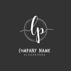 Handwritten initial letter L P LP for identity and logo. Vector logo template with handwriting and signature style.