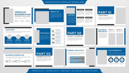 set of business presentation template with minimalist layout and modern concept, use for business profile and annual report