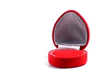 Red color heart shaped ring box