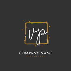 Handwritten initial letter V P VP for identity and logo. Vector logo template with handwriting and signature style.