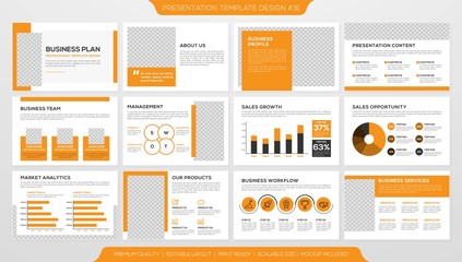 Fototapeta na wymiar set of business presentation template with minimalist layout and modern concept, use for business profile and annual report