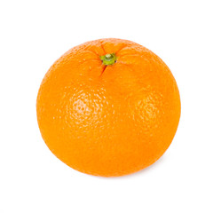 Single orange fruit isolated on white background