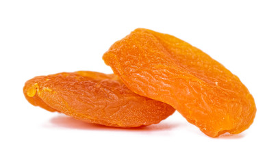 Dried apricots isolated on white background. Healthy food.
