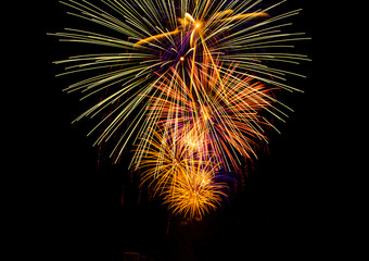 Firework on a long exposure on a dark background.