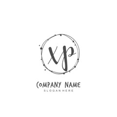 Handwritten initial letter X P XP for identity and logo. Vector logo template with handwriting and signature style.