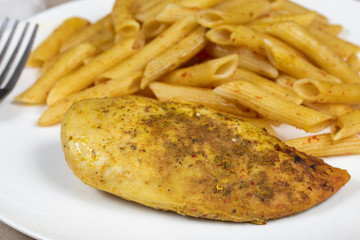 escalope de poulet et pâtes à la tomate