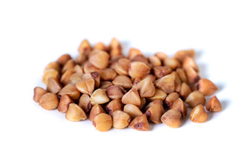 A bunch of buckwheat isolated on a white background.