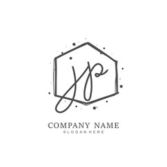 Handwritten initial letter J P JP for identity and logo. Vector logo template with handwriting and signature style.