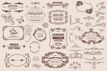 element modern creative modern vintage calligraphic design elements. Decorative swirls or scrolls, vintage elements, flourishes, labels and dividers,. Retro vector illustration