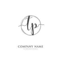 Handwritten initial letter T P TP for identity and logo. Vector logo template with handwriting and signature style.