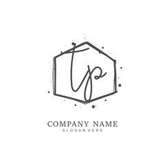 Handwritten initial letter T P TP for identity and logo. Vector logo template with handwriting and signature style.