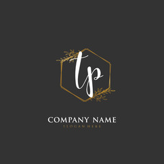 Handwritten initial letter T P TP for identity and logo. Vector logo template with handwriting and signature style.