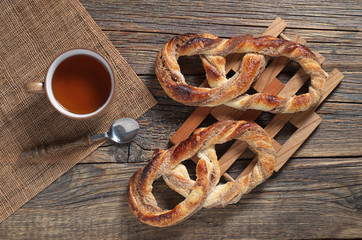 Sweet pretzels and tea