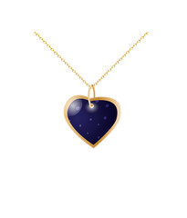 Blue heart pendant. Golden chain. Valentines gift