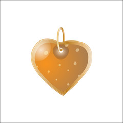Orange heart pendant. Golden chain. Valentines gift
