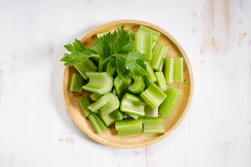 fresh celery stalk with leaves