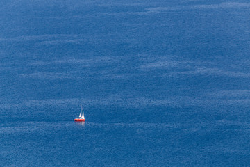 Fototapeta premium Boats on Bracciano lake in Lazio province, Italy
